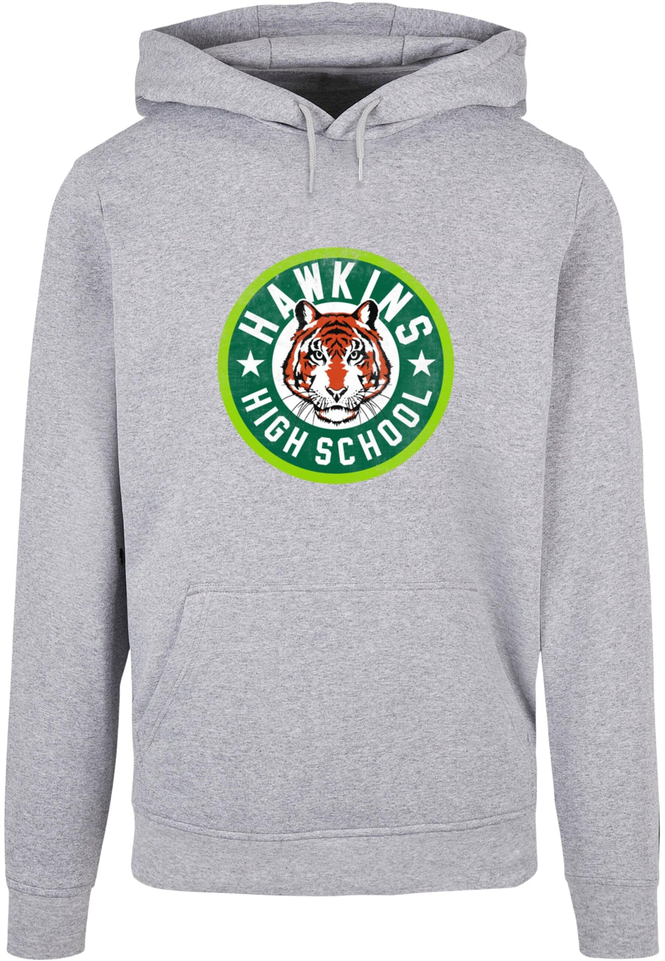 Sweat-shirt 'Stranger Things - Hawkins Tiger Circle' ABSOLUTE CULT en gris : devant