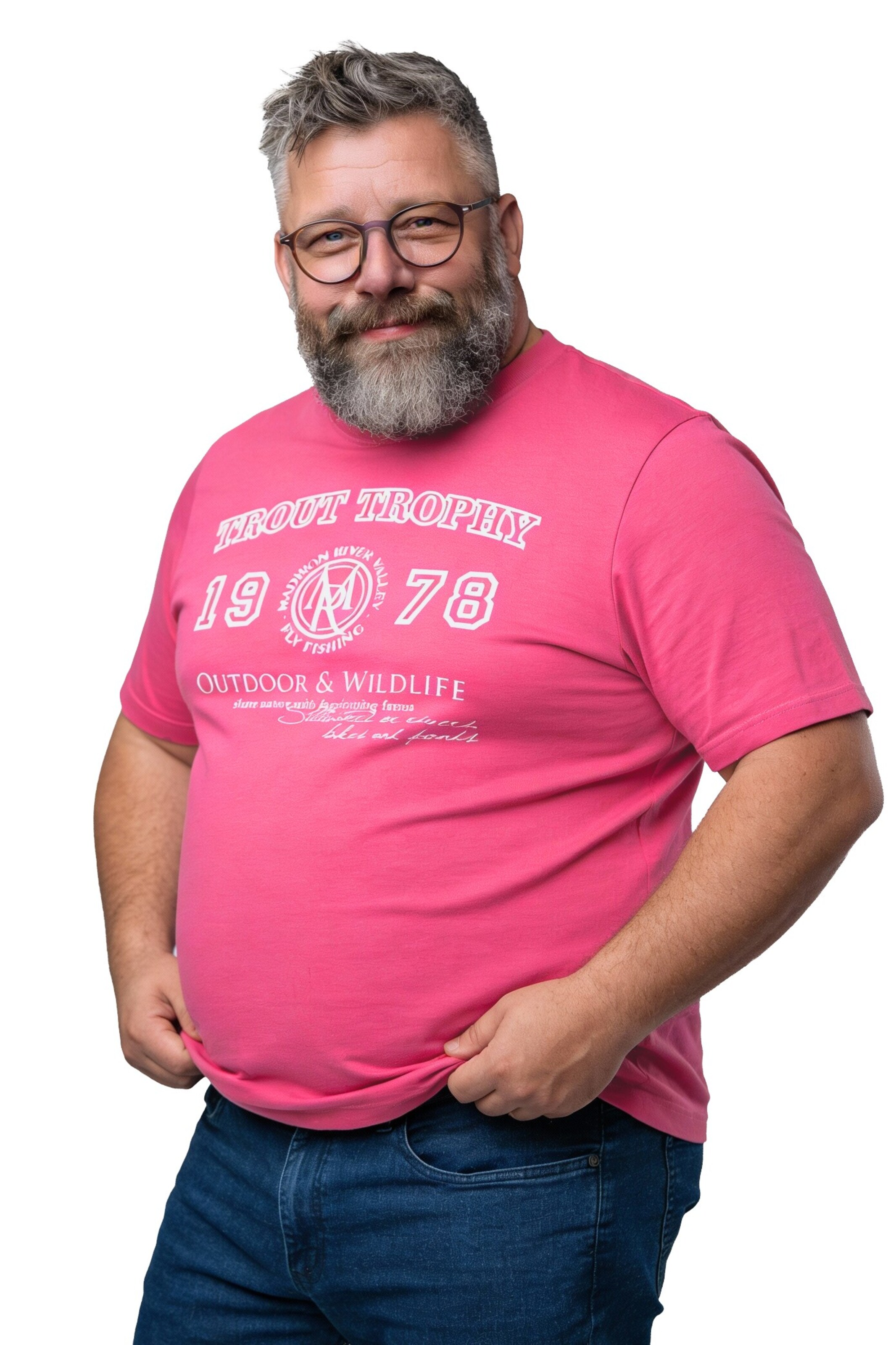 Men Plus Shirt in Pink: front