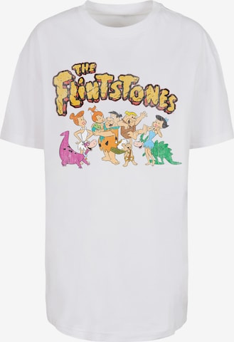 F4NT4STIC Oversized Shirt 'The Flintstones Group Distressed' in White: front