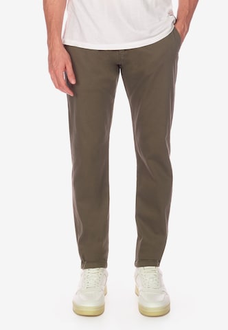 Coupe slim Pantalon chino 'Cesar' Le Temps Des Cerises en marron : devant