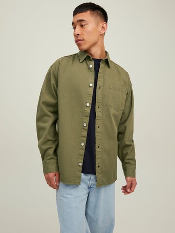 JACK & JONES Comfort fit Button Up Shirt in Green: front