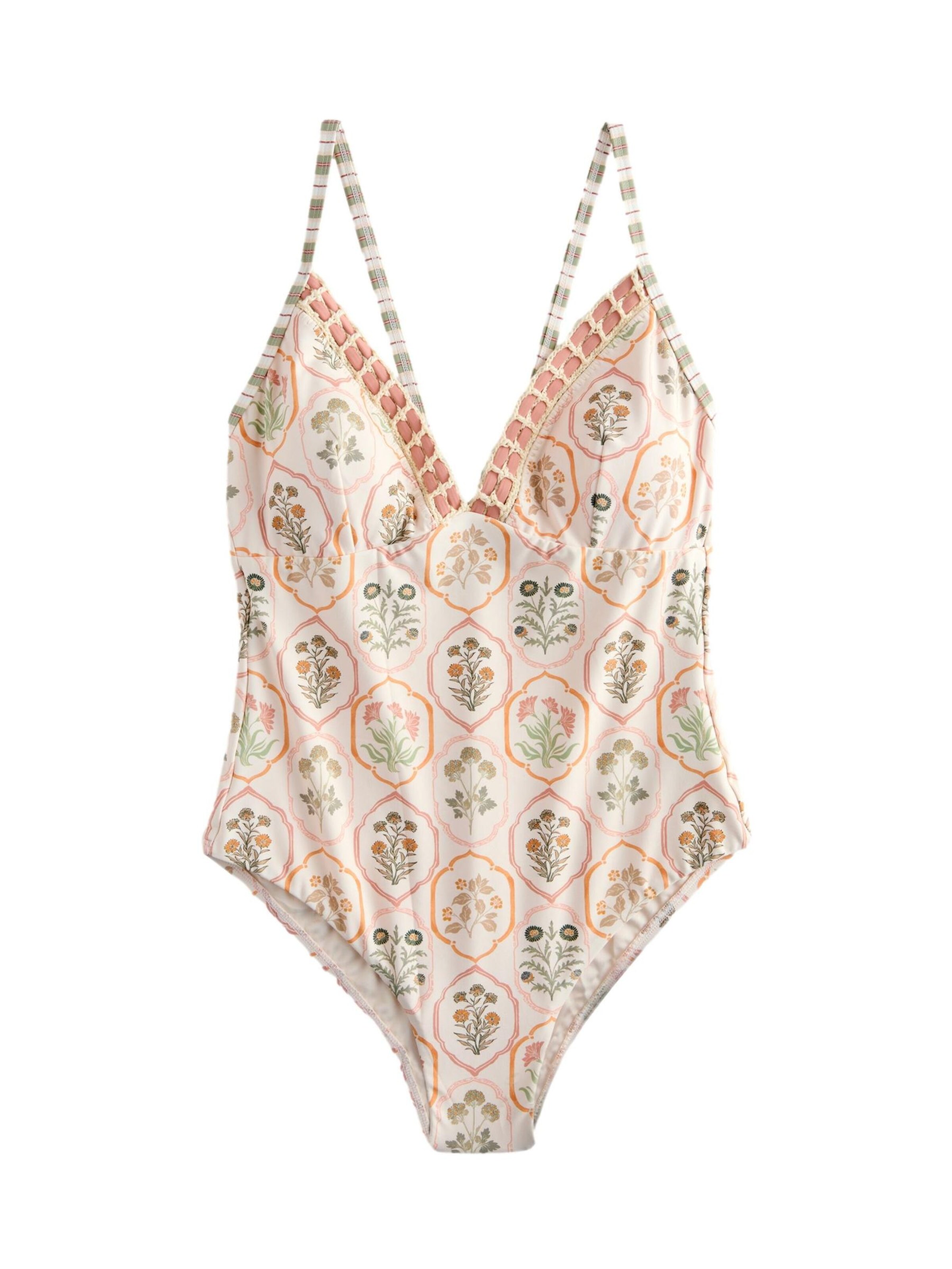 Next Swimsuit in Light beige / Green / Orange / Dusky pink, Item view