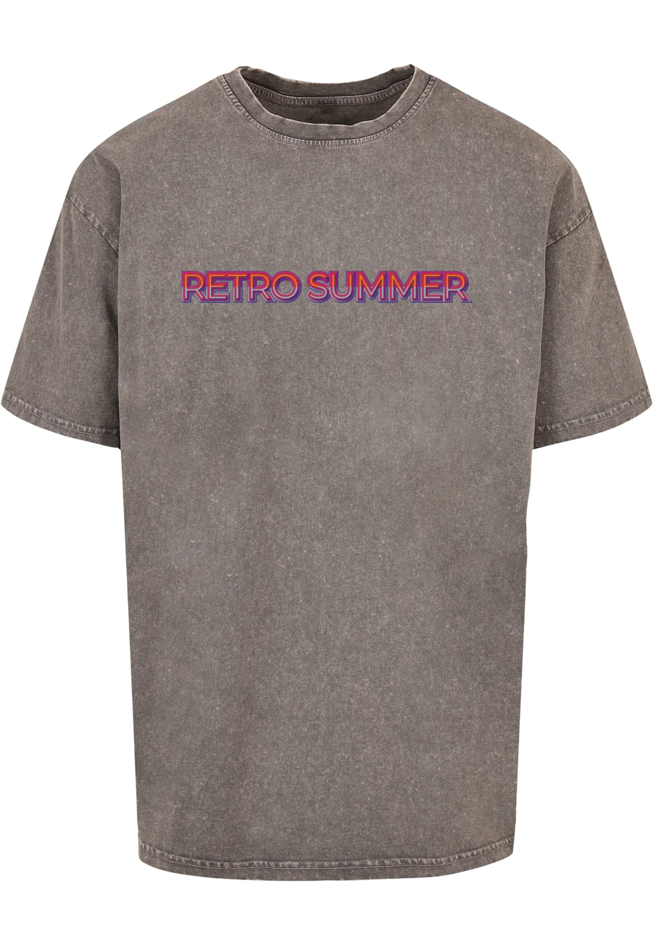 Merchcode T-Shirt 'Summer - Retro' in Grau: Vorderseite