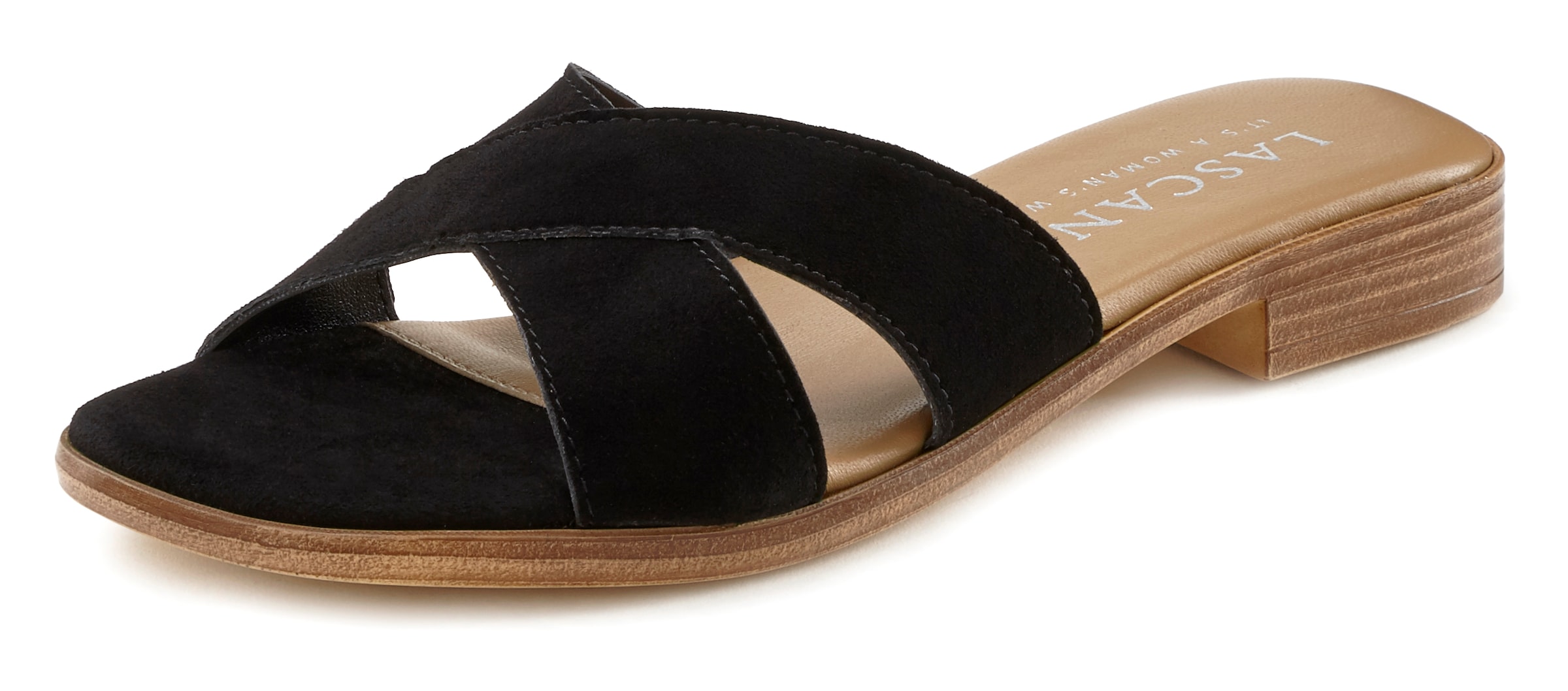 LASCANA Mules in Black: front
