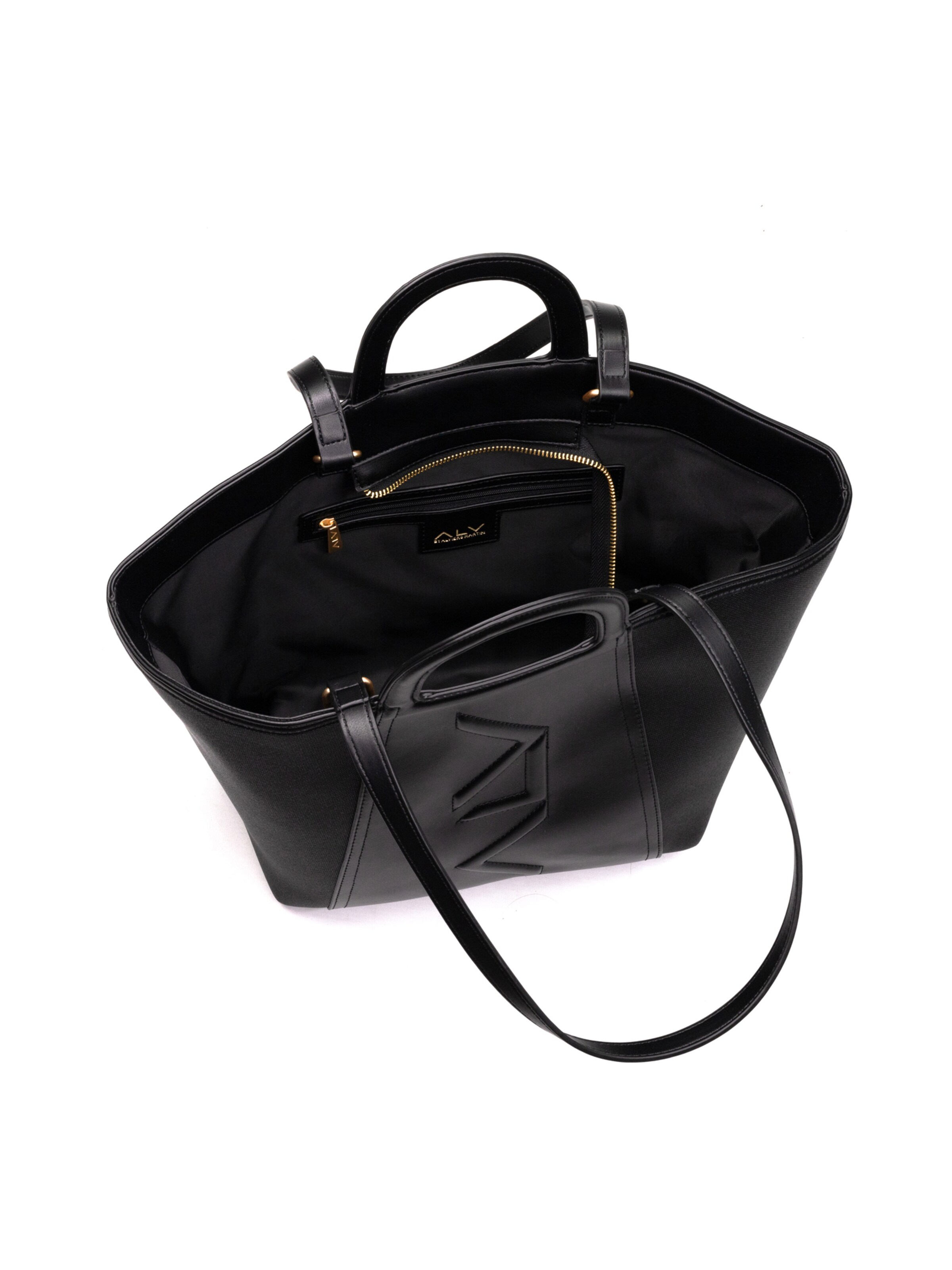 Borsa a spalla 'Borsa a Spalla Donna ALV Polyurethane con Zip e Tracolla Rimovibile' di ALV By Alviero Martini in nero