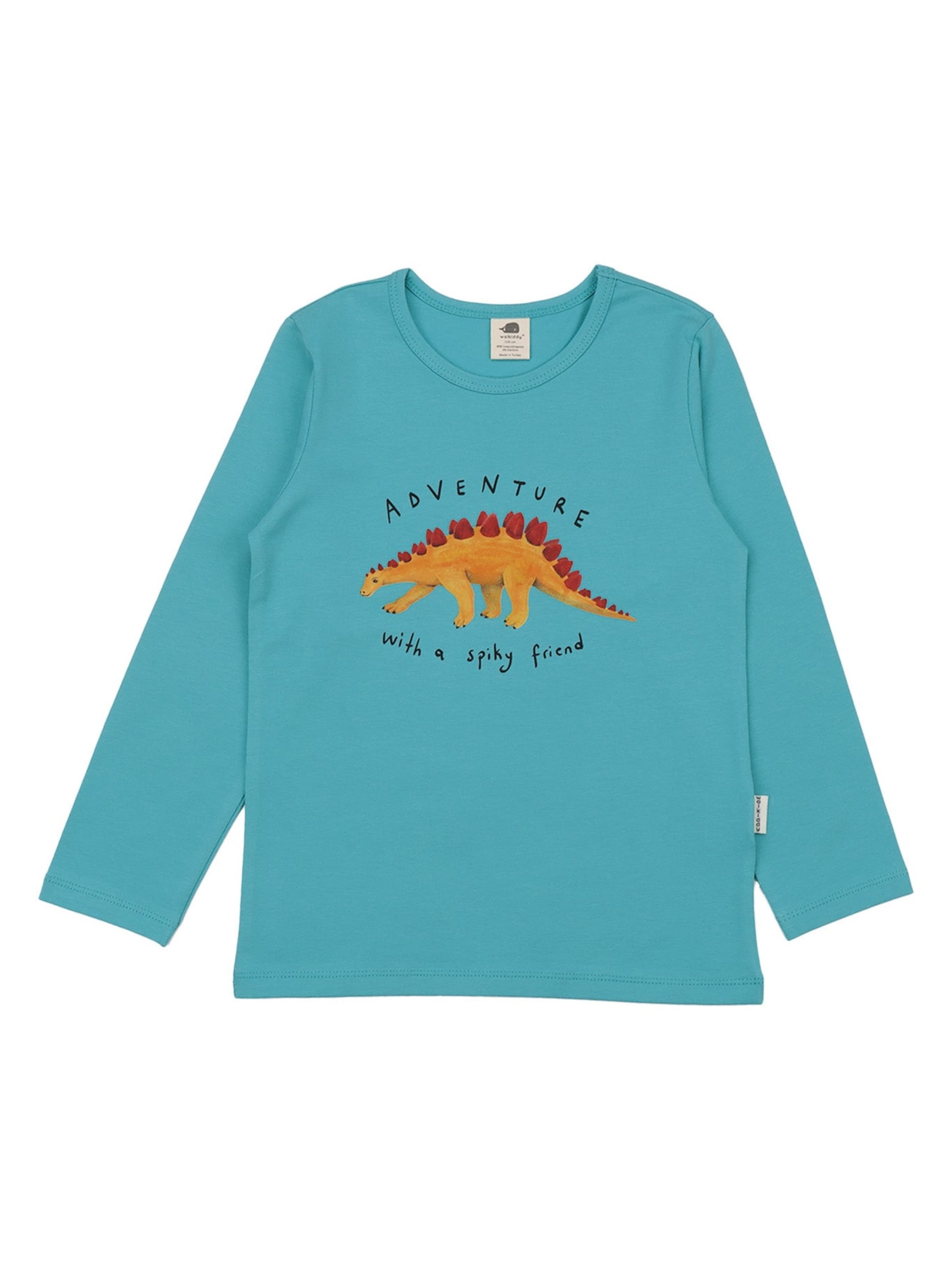 Walkiddy Shirt 'Walkiddy - Dinasaur World Shirt' in Blue: front