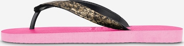 Uzurii Luxury Footwear T-Bar Sandals 'Python' in Pink: front
