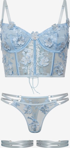 Orchibelle Bustier Wäsche-Sets in Blau: Vorderseite