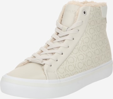 Calvin Klein High Top Sneakers in Ecru Dark Beige ABOUT YOU