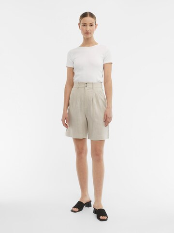 OBJECT Loose fit Pleat-Front Pants 'Solima' in Beige