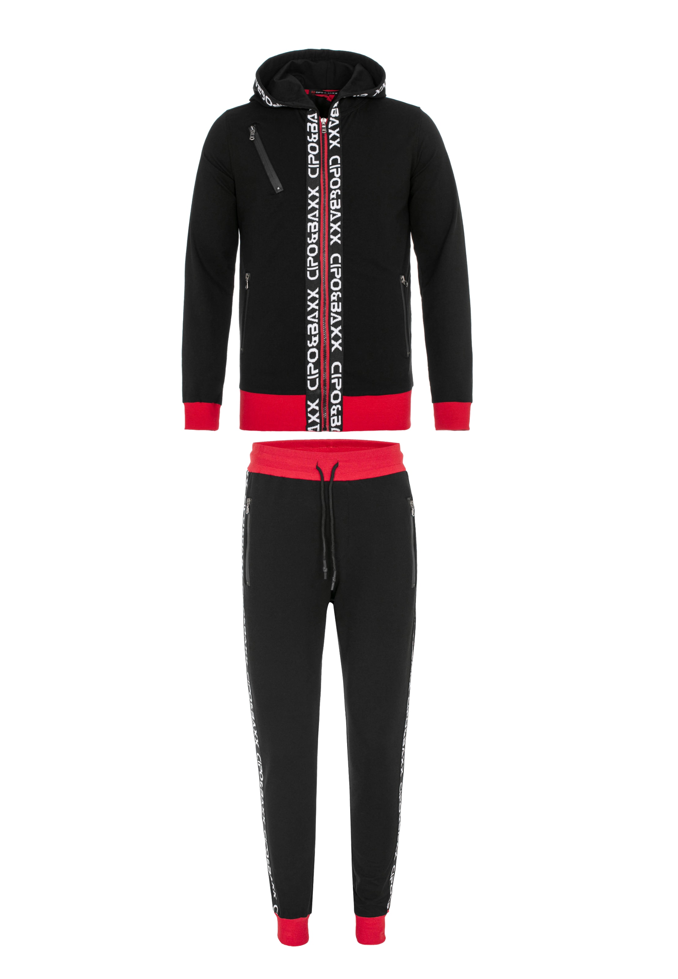 CIPO & BAXX Jogginganzug in Schwarz: Vorderseite