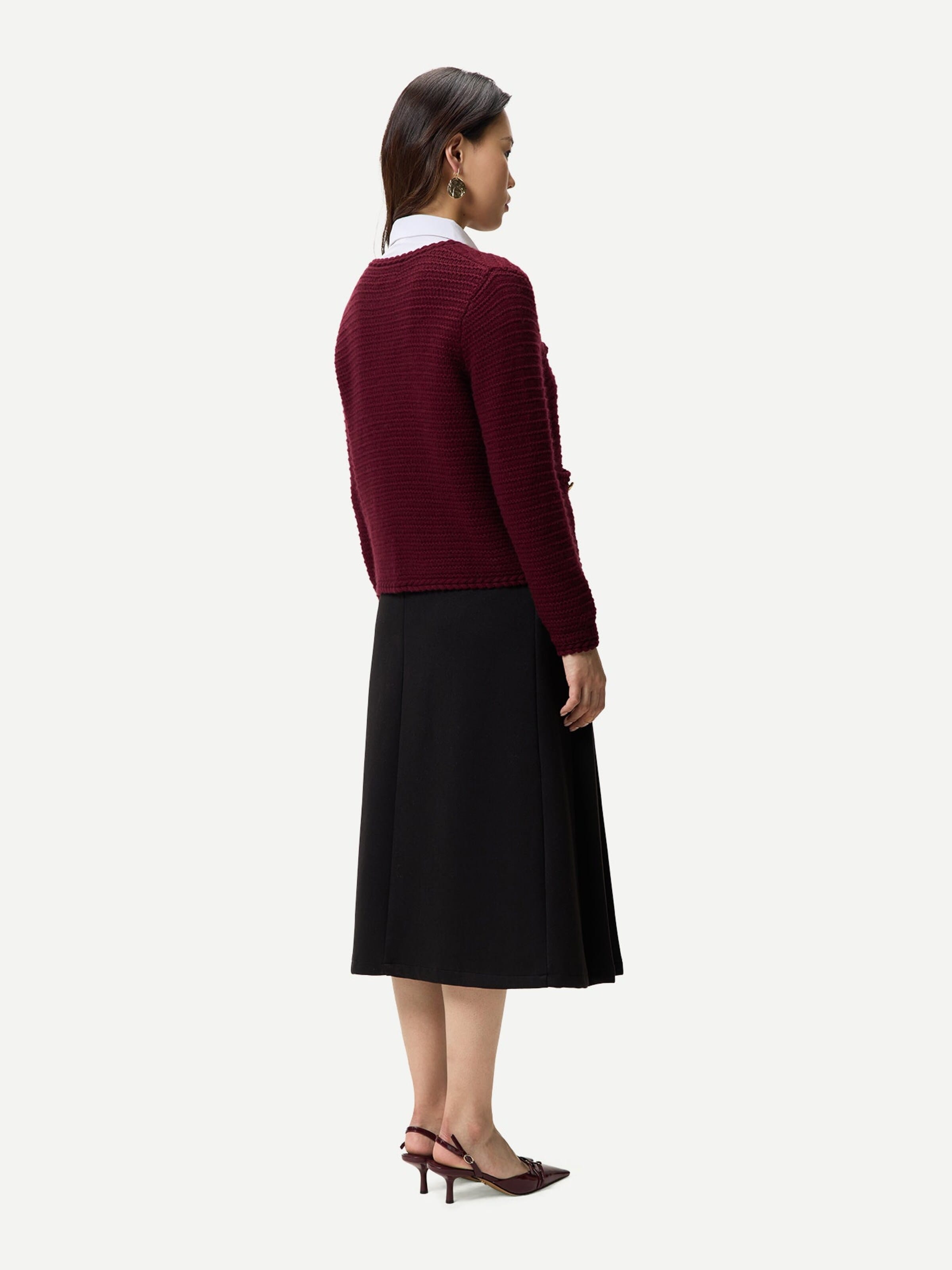 GOBI Cashmere - Cárdigan 'Textured Knit Cashmere Jacket-Style Cardigan' en rojo