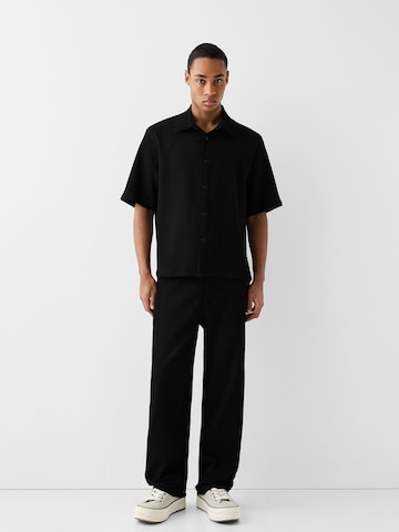 Bershka Regular fit Button Up Shirt in Black