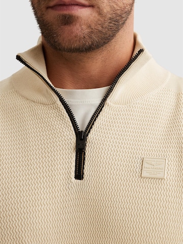 PME Legend Tröja 'Pullover in cotton/modal with half-zip' i beige