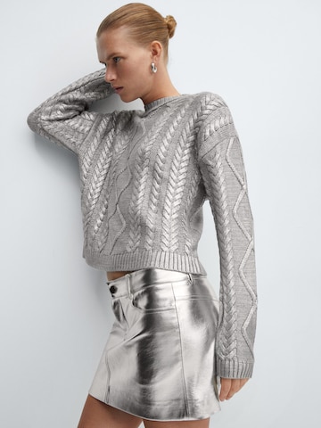 MANGO Sweater 'Foil' in Silver