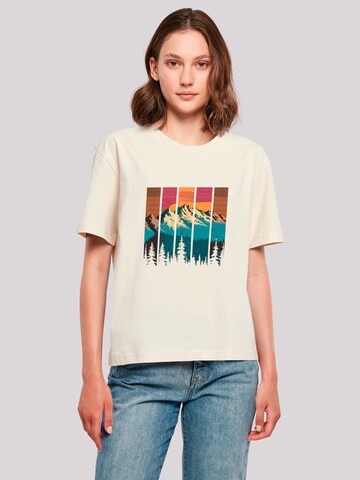 F4NT4STIC Shirt 'Berg Sonnenuntergang Retro' in White: front