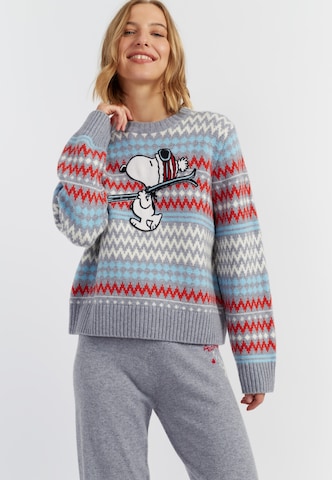 Pull-over 'Snoopy Ski Fairisle' Chinti & Parker en gris : devant