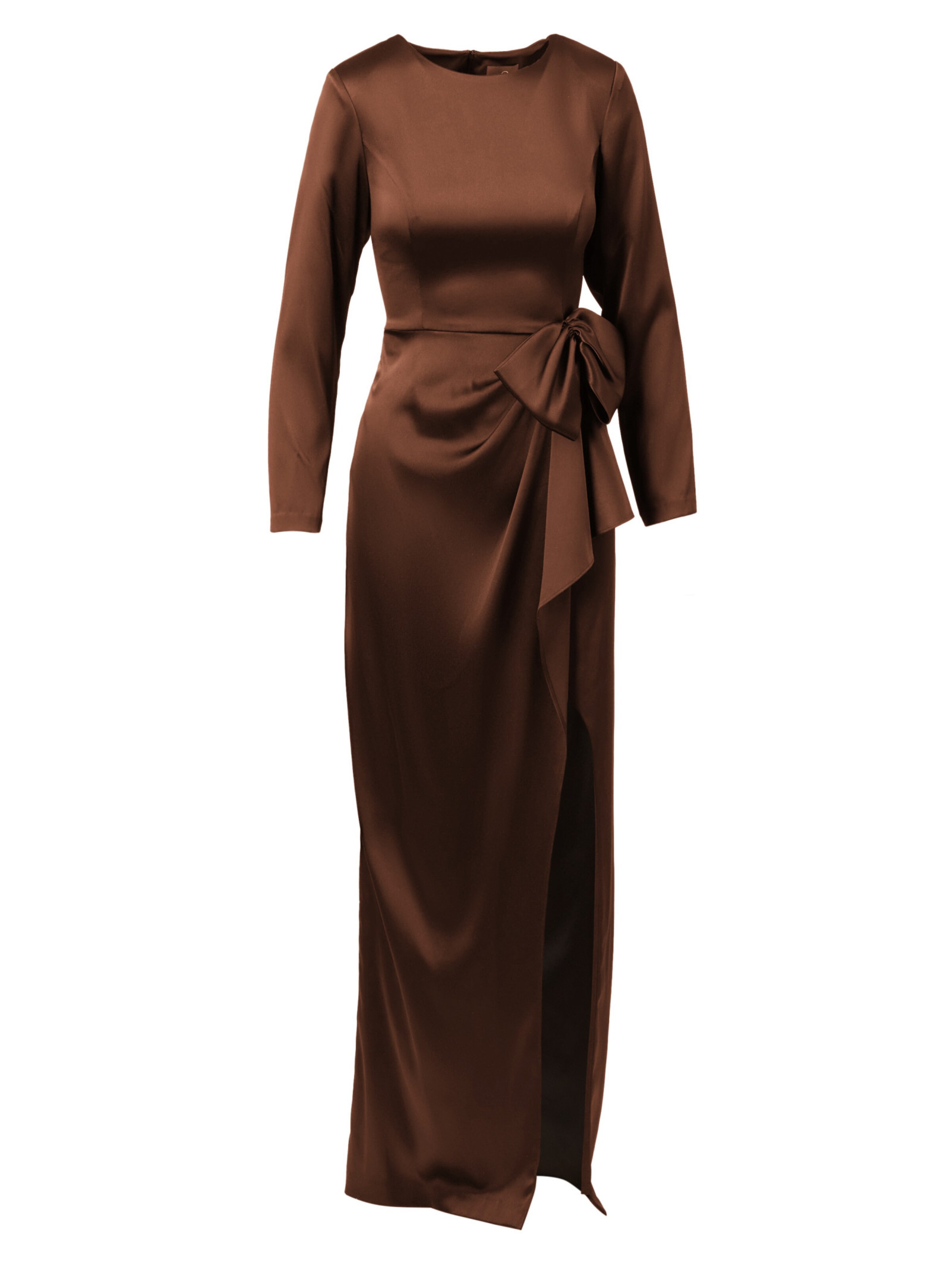 Adrianna Papell Evening dress 'Stretch Satin Ruffle Gown' in Brown: front