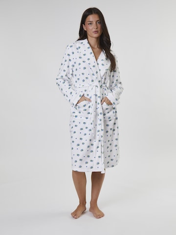 Loungeable Morgenmantel 'Blueberry Print' in Weiß: Vorderseite
