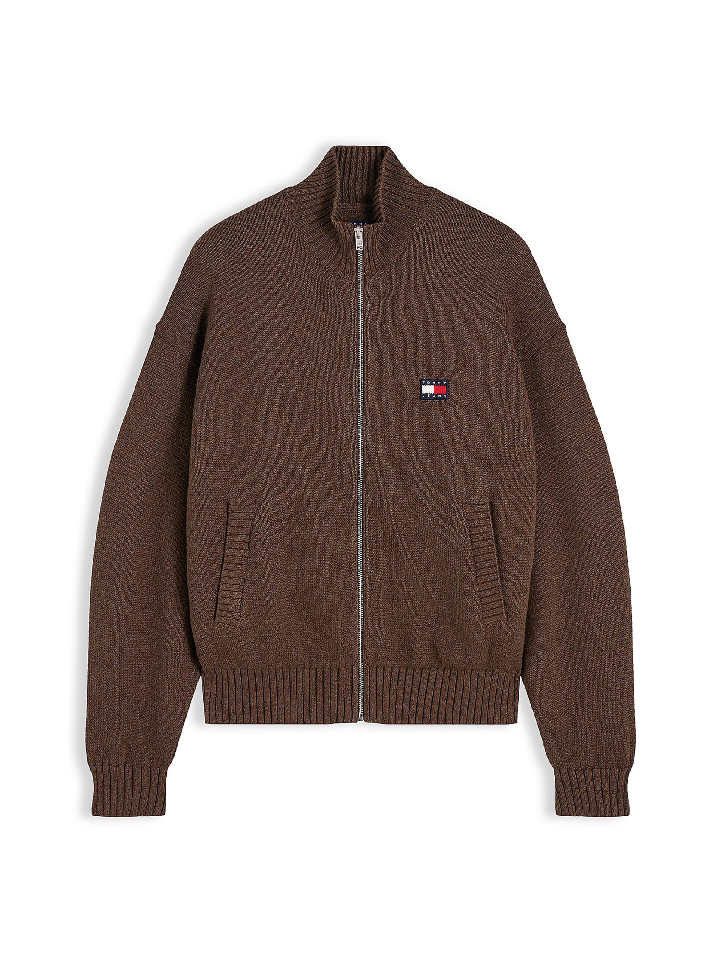Tommy Jeans Knit cardigan 'Heritage' in Brown: front