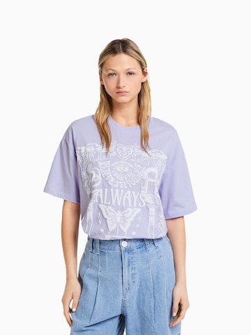 T-shirt Bershka en violet : devant