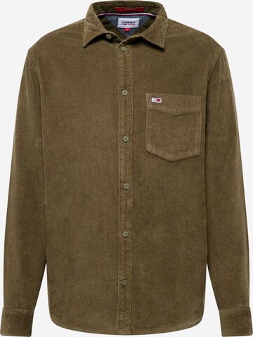 Tommy Jeans Button Up Shirt in Green: front