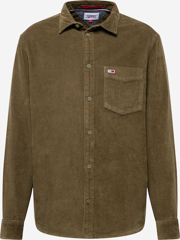 Tommy Jeans Regular fit Button Up Shirt in Green: front