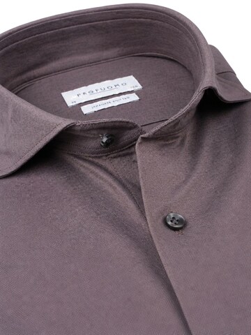 Profuomo Slim fit Button Up Shirt 'Japanese Knitted' in Purple