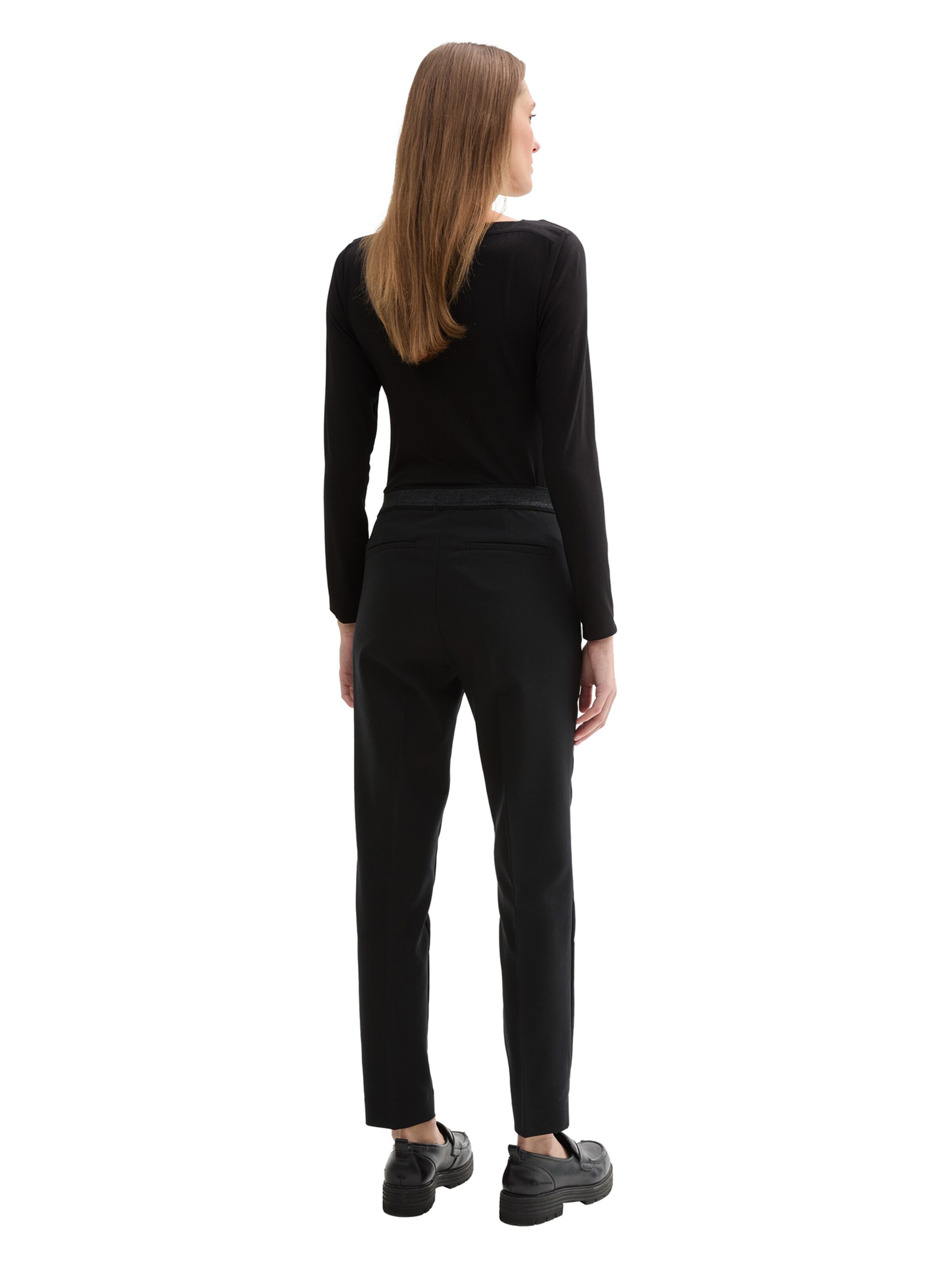 TOM TAILOR Slim fit Trousers with creases 'Mia' in Black