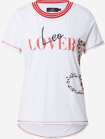 Zwillingsherz Shirt 'Leo Lover' in Weiß: predná strana