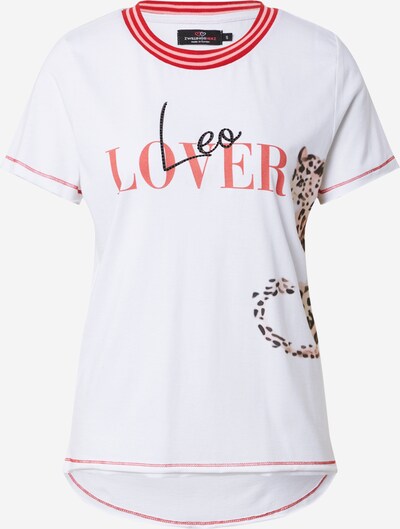 Zwillingsherz Shirt 'Leo Lover' in Light brown / Red / White, Item view