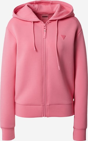 GUESS Athletic Zip-Up Hoodie 'ALLIE' in Pink: front