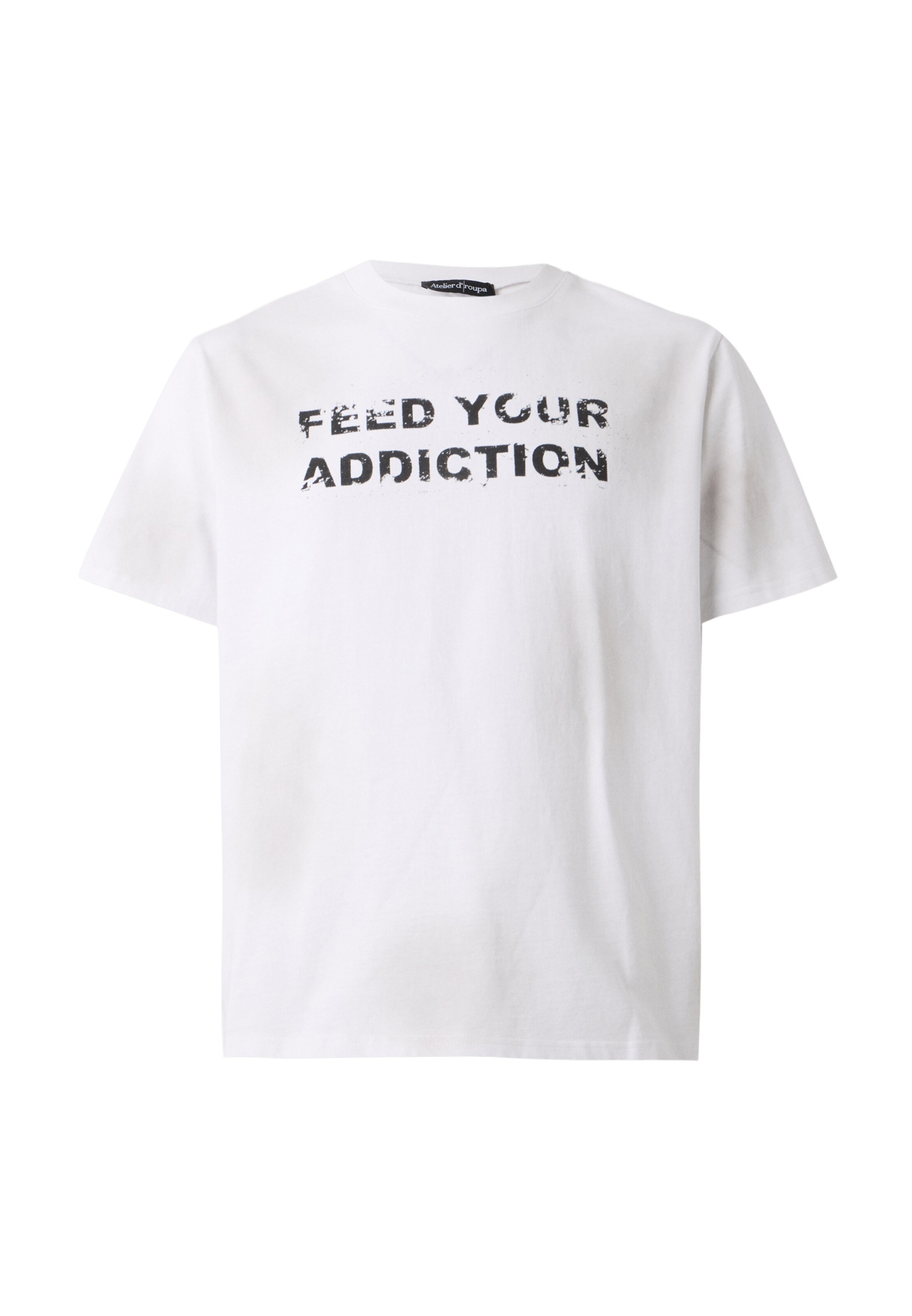 Tricou 'OVERDOSE' de la Atelier de roupa pe alb: față