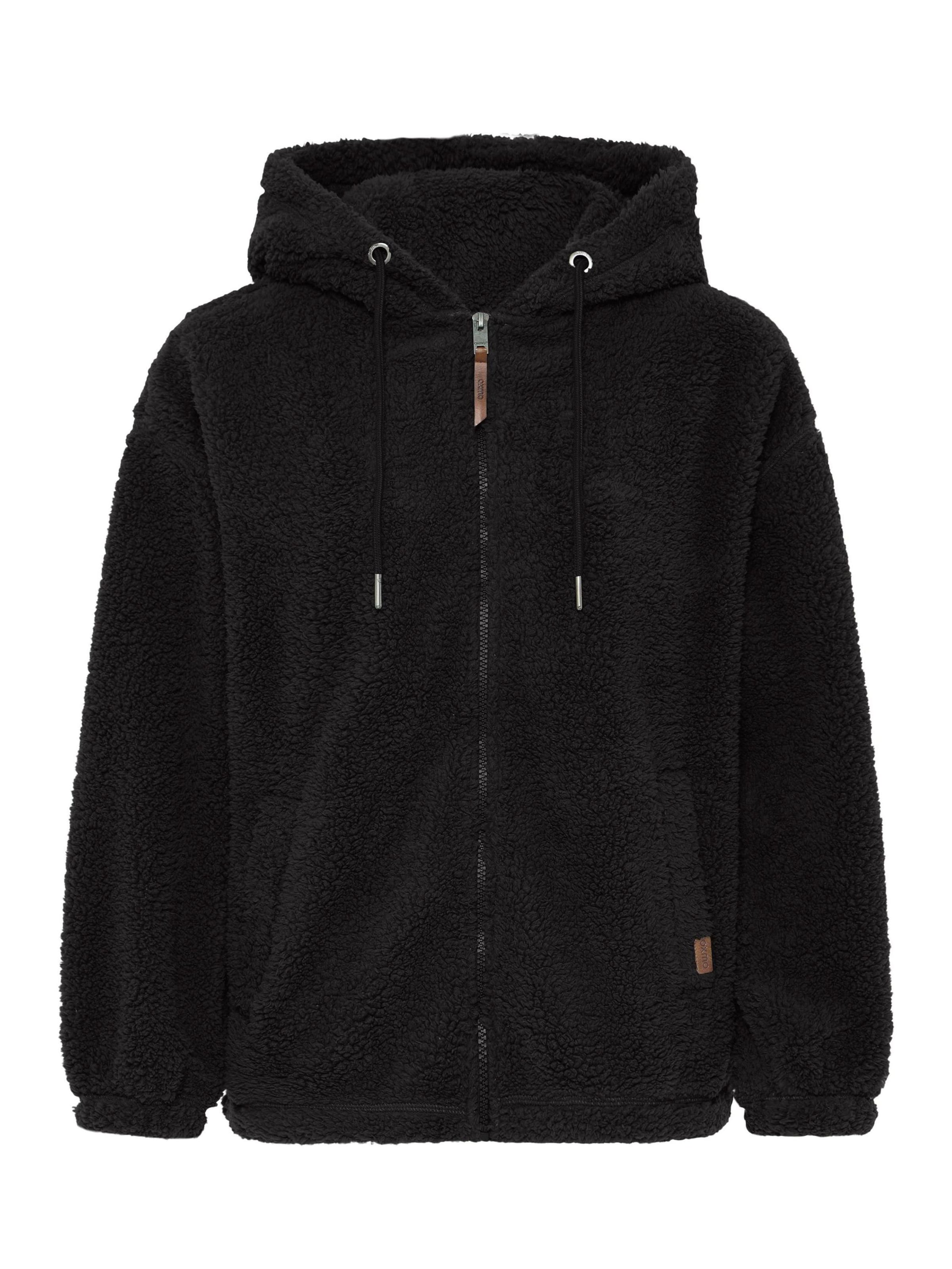Oxmo Kapuzenfleecejacke ' OXBERINA ' in Schwarz: Vorderseite