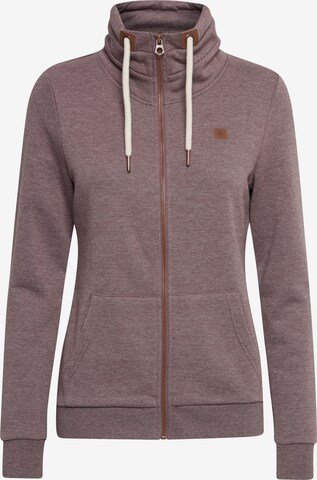 Oxmo Zip-Up Hoodie 'Vicky' in Brown: front