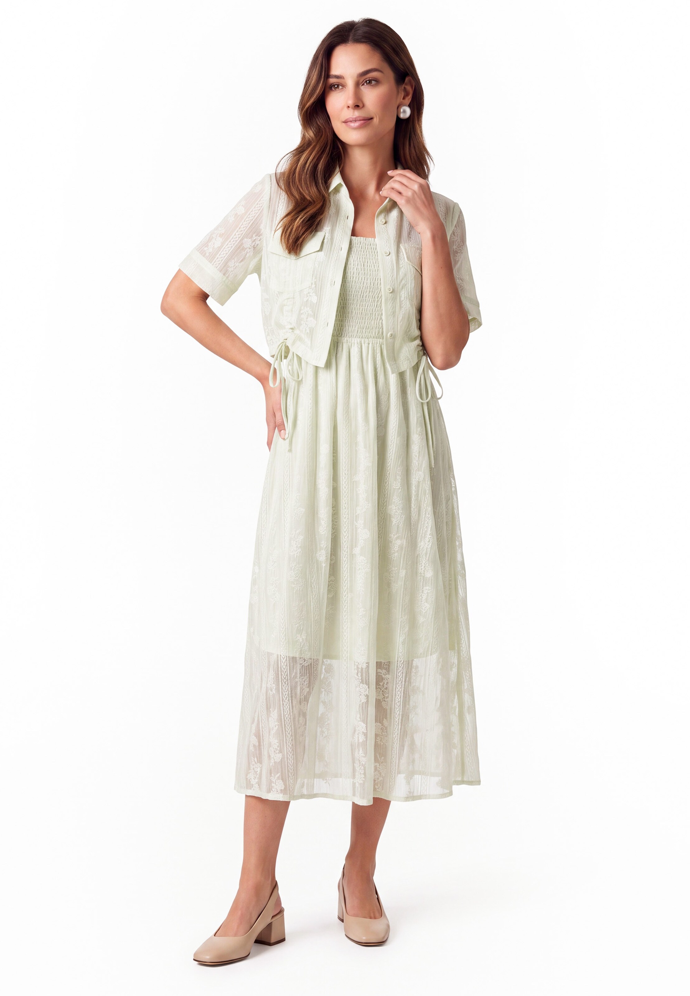 Usha - Vestido em verde: frente