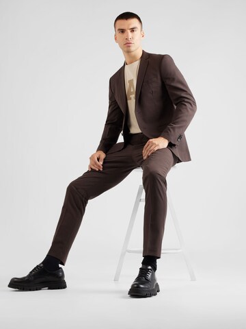 JACK & JONES Slim fit Trousers with creases 'Franco' in Brown