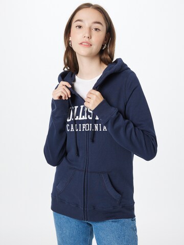 HOLLISTER Zip-Up Hoodie in Blue: front