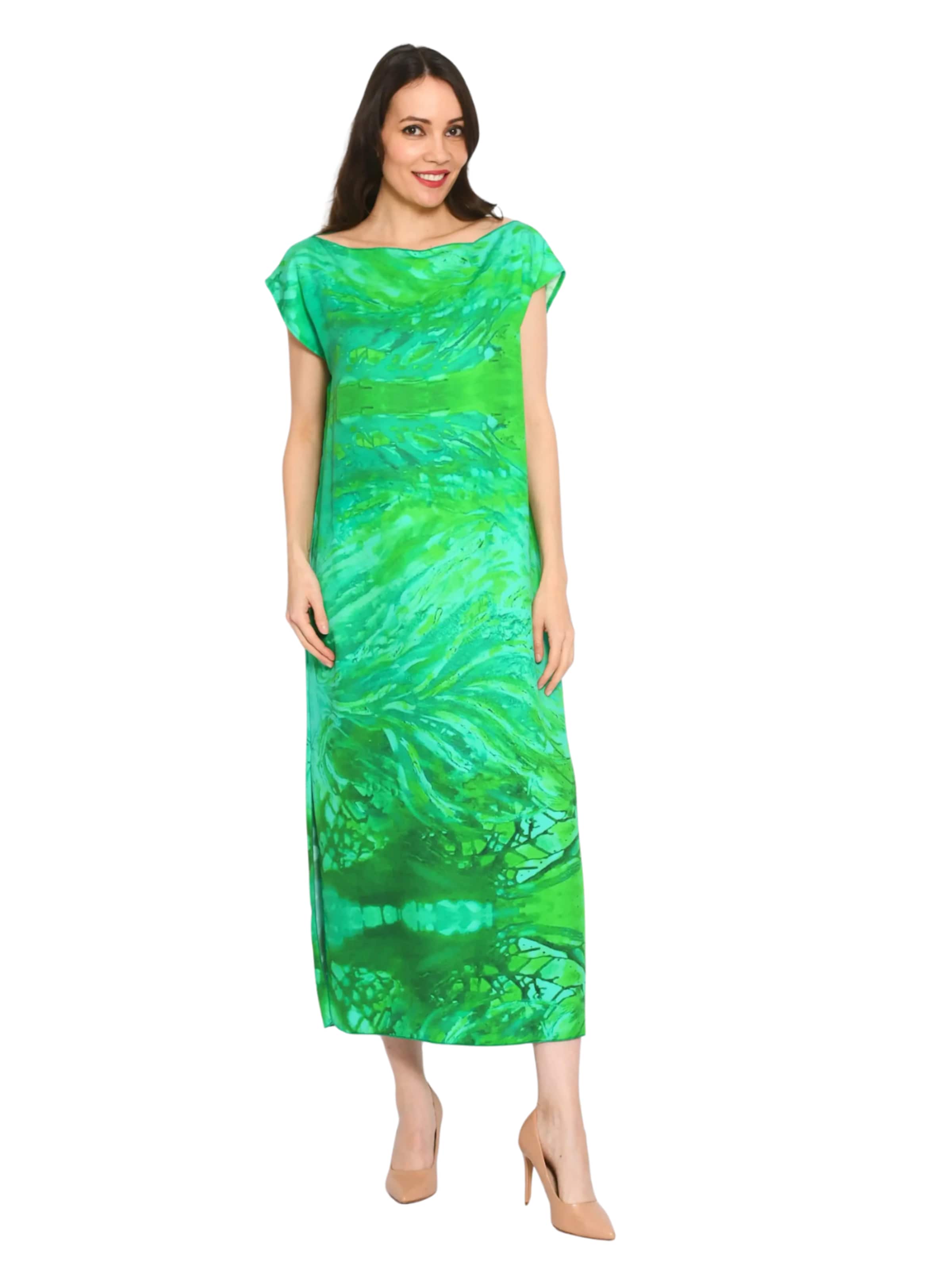 Csillag Zsuzsi Oversized dress 'Tree of life' in Green