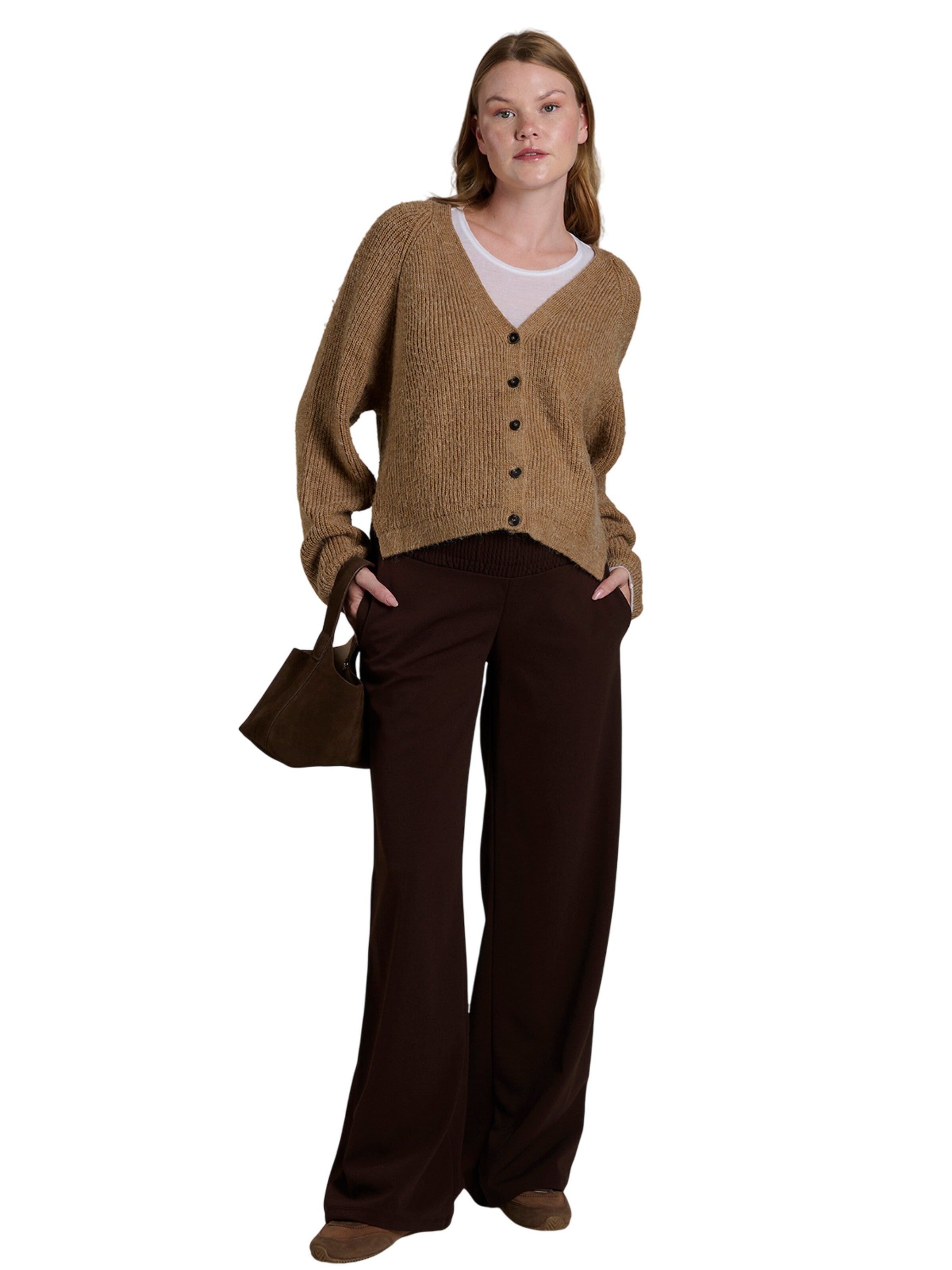 LYN MAMA Wide leg Pants in Brown: front