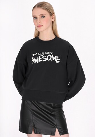 myMo ROCKS Sweatshirt 'Comfy' in Zwart: voorkant