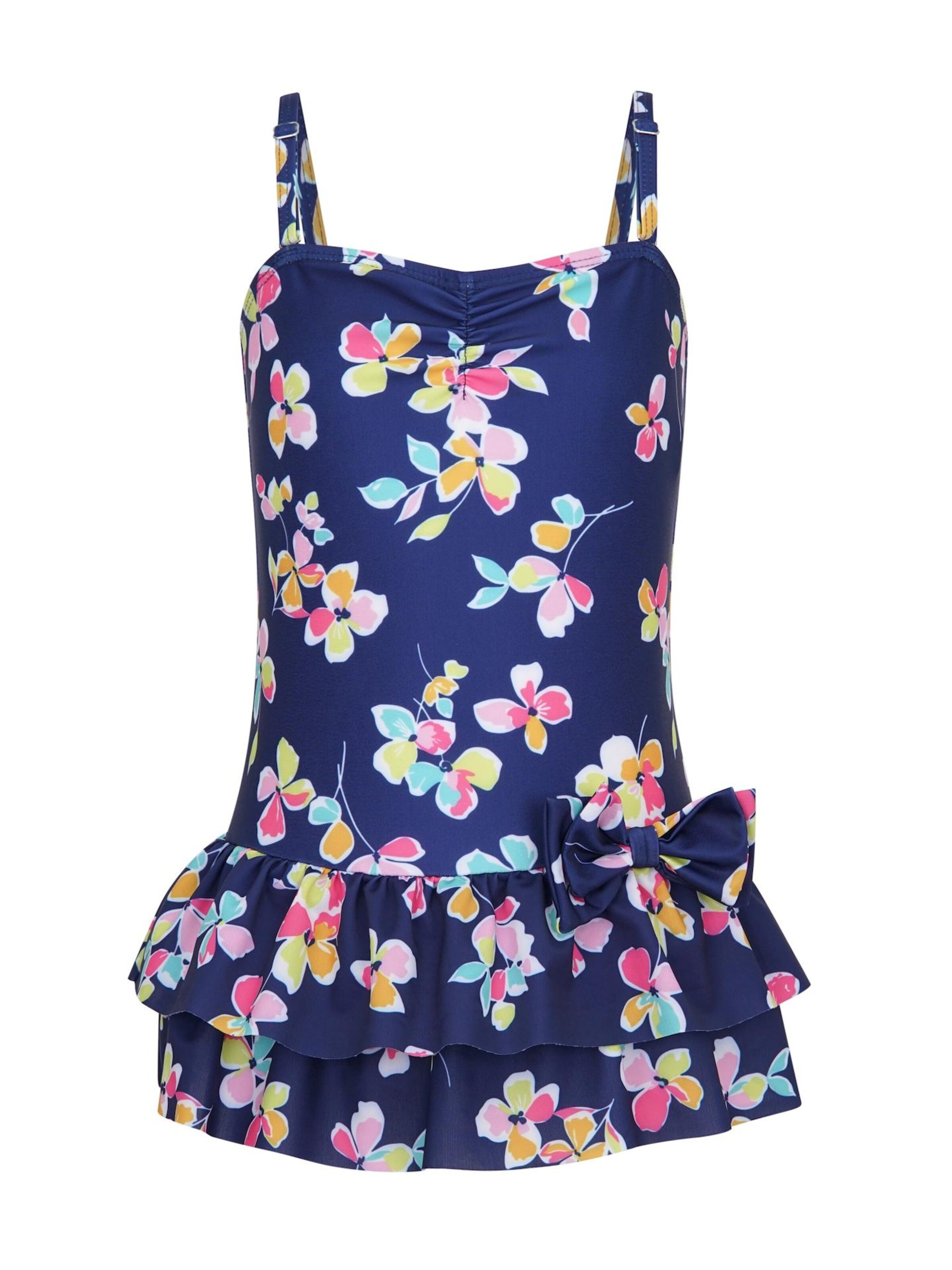 La V Swimsuit in Blue: front