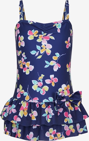 La V Swimsuit in Blue: front