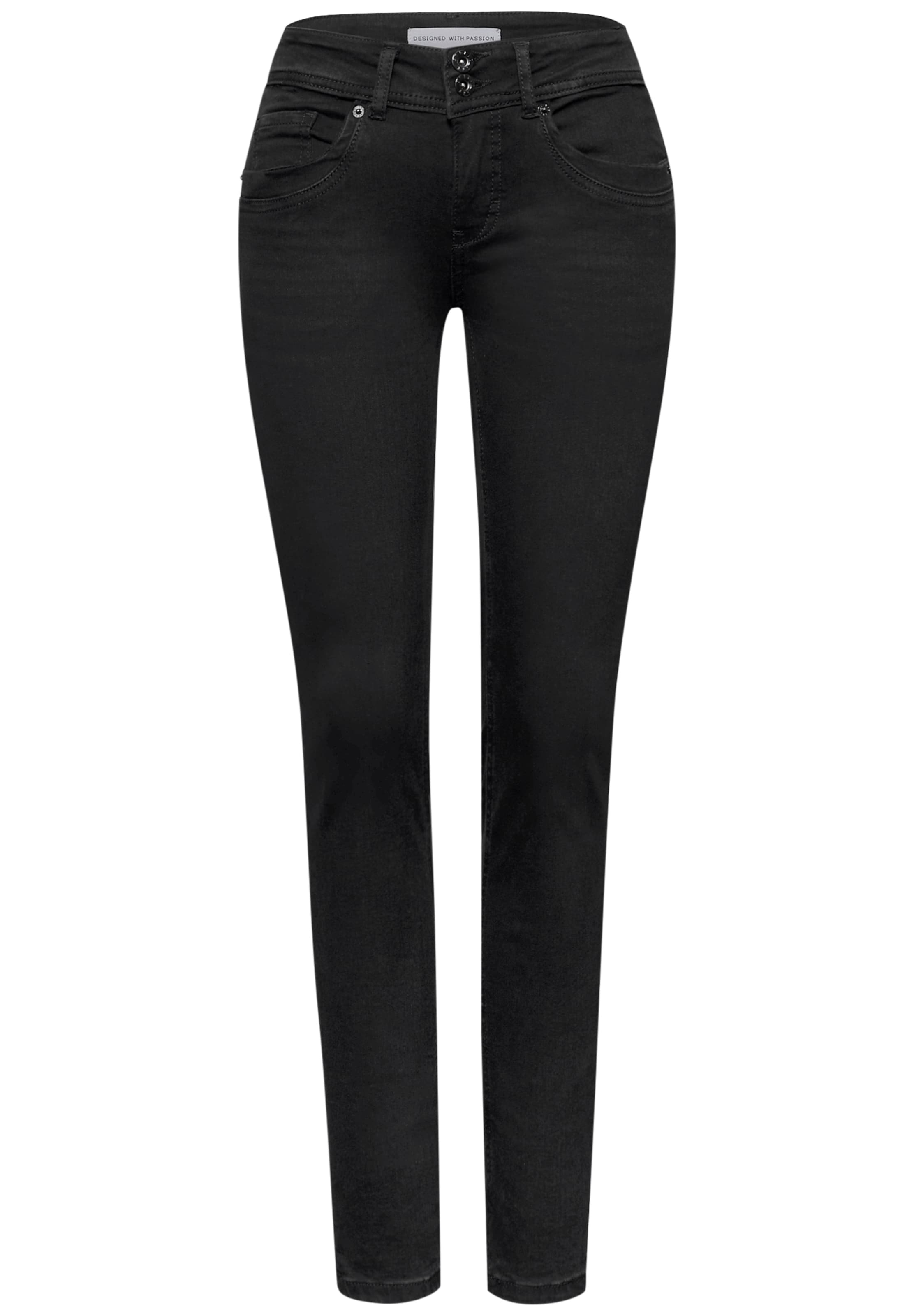 STREET ONE Slimfit Jeans in Schwarz: Vorderseite