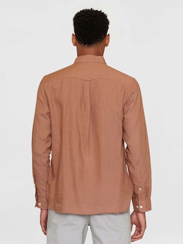 KnowledgeCotton Apparel Regular fit Button Up Shirt in Bronze