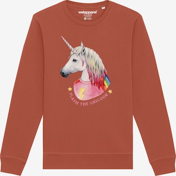 Watapparel Sweatshirt ' Flash, the unicorn ' in Brown: front