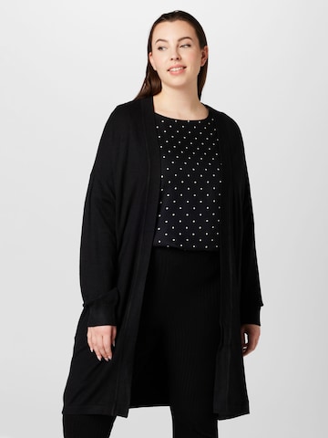 Fransa Curve Knit Cardigan 'Blume' in Black: front