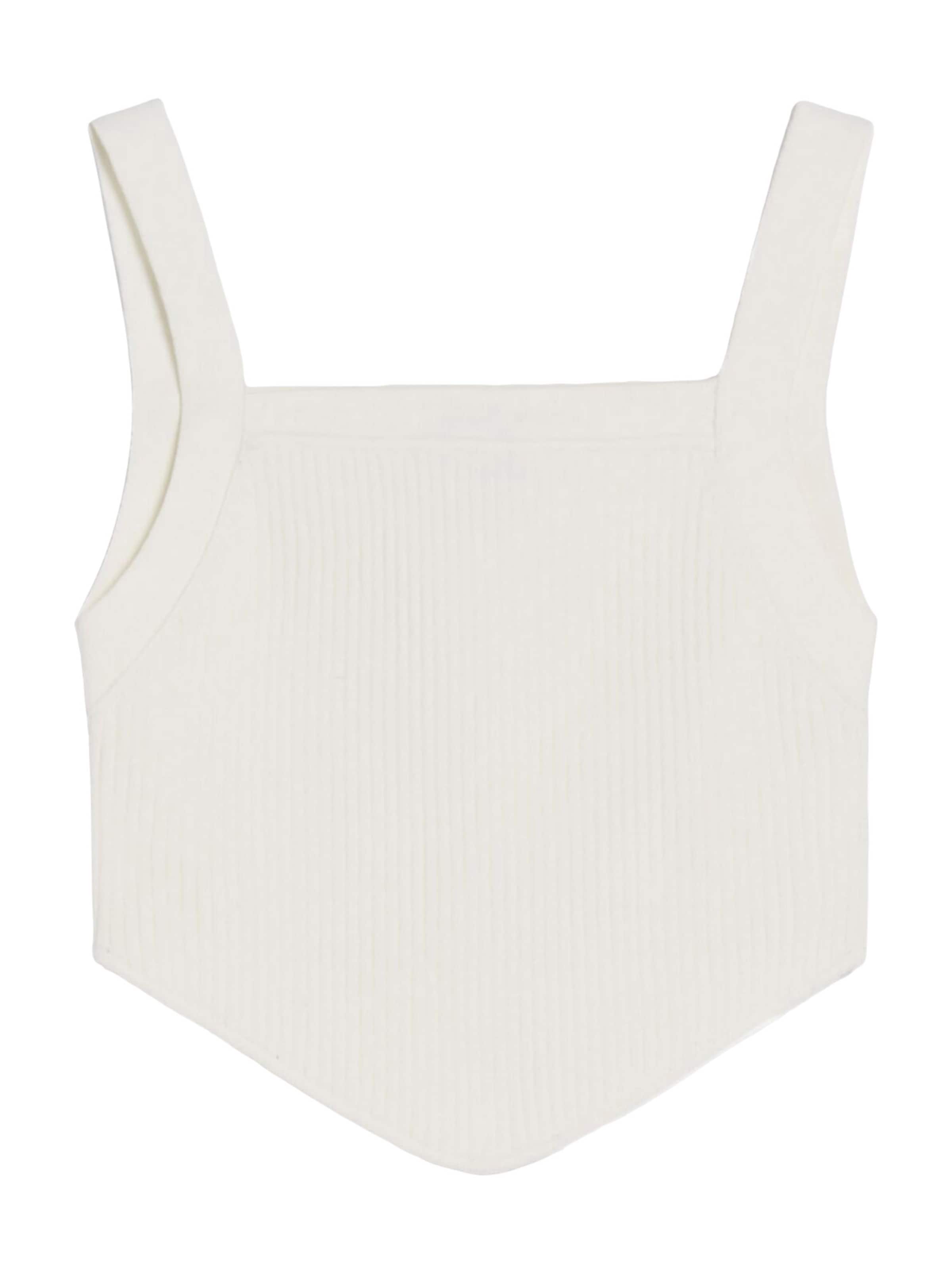 Bershka Vyšívaný top - Béžová: predná strana