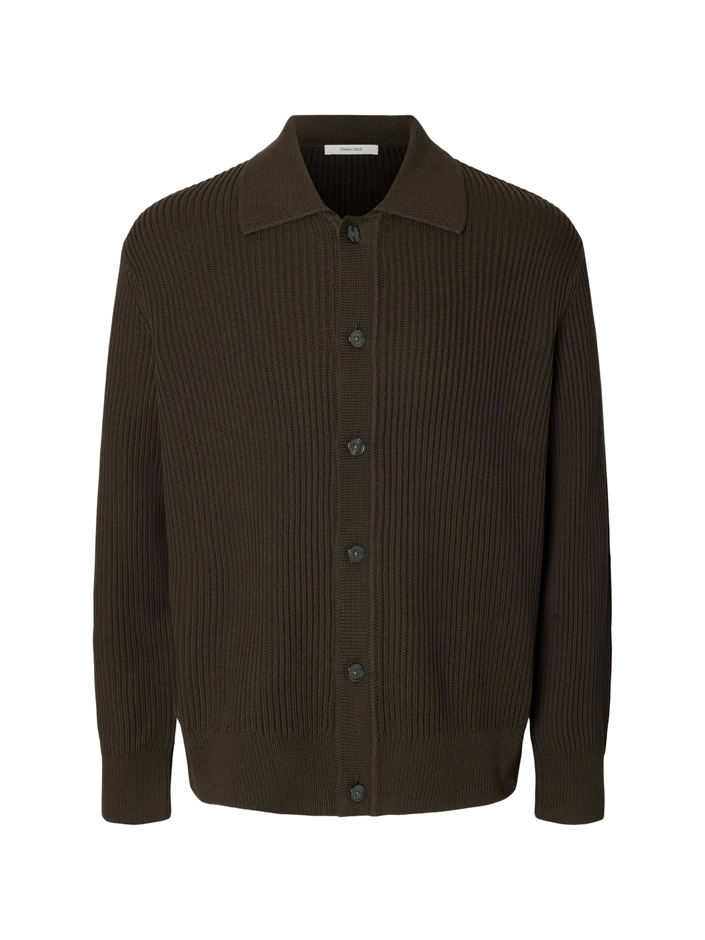 SELECTED Gebreid vest 'SLMDRY' in Bruin: voorkant