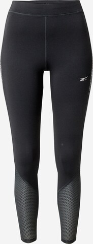 Skinny Pantaloni sport de la Reebok pe negru: față